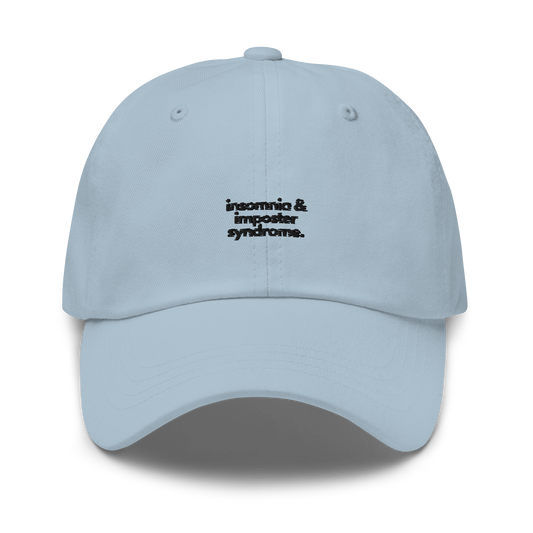 insomnia & imposter syndrome. // light classic cap.