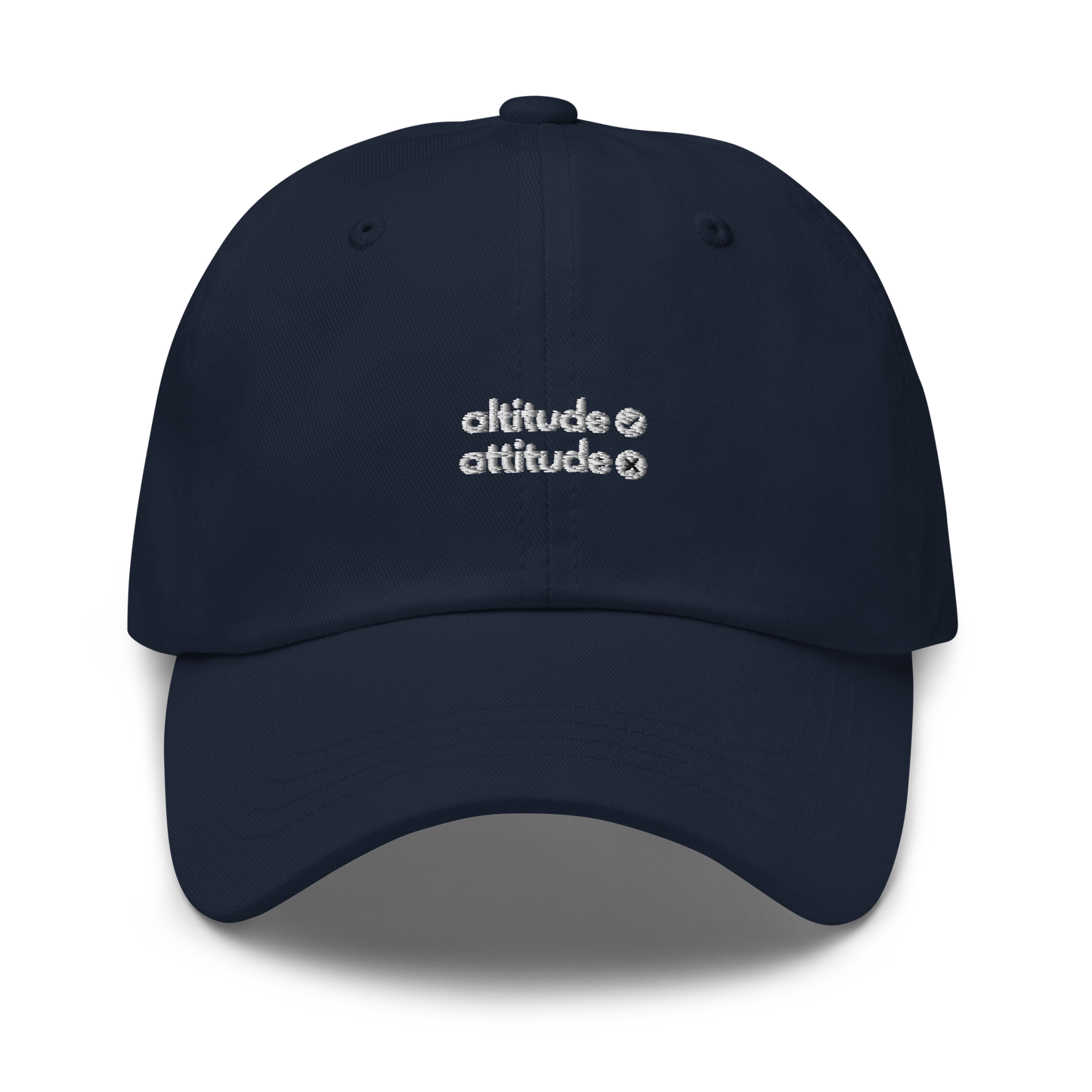 altitude [✓] attitude [x]. // dark classic cap.