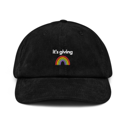 it's giving rainbow. // corduroy cap.