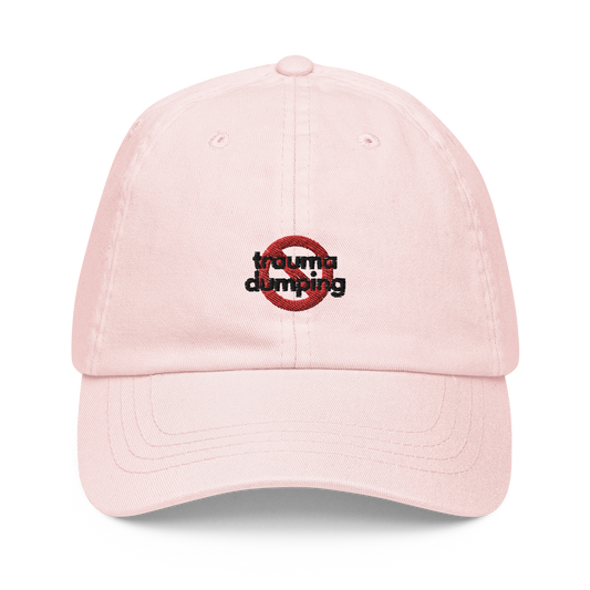 no trauma dumping. // pastel cap.